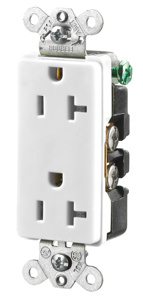 Hubbell Wiring Straight Blade Decorator Duplex Receptacles 20 A 125 V 2P3W 5-20R Commercial/Industrial Style Line® HBL® Extra Heavy Duty Max Compact Dry Location White