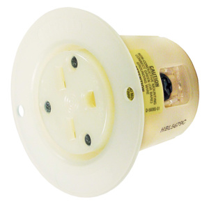 Hubbell Wiring Straight Blade Non-locking Flanged Receptacles 15 A 250 V 2P3W 6-15R Commercial/Industrial Dry Location White