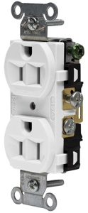 Hubbell Wiring Straight Blade Duplex Receptacles 15 A 125 V 2P3W 5-15R Commercial CRF Dry Location White