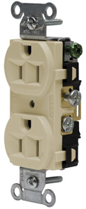 Hubbell Wiring Straight Blade Duplex Receptacles 15 A 125 V 2P3W 5-15R Commercial CRF Dry Location Ivory