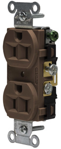 Hubbell Wiring Straight Blade Duplex Receptacles 15 A 125 V 2P3W 5-15R Commercial CRF Dry Location Brown