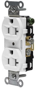 Hubbell Wiring Straight Blade Duplex Receptacles 20 A 125 V 2P3W 5-20R Commercial CRF Dry Location White