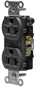 Hubbell Wiring Straight Blade Duplex Receptacles 20 A 125 V 2P3W 5-20R Commercial CRF Dry Location Black