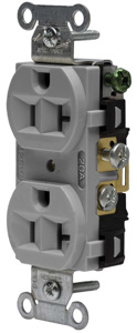 Hubbell Wiring Straight Blade Duplex Receptacles 20 A 125 V 2P3W 5-20R Commercial CRF Dry Location Gray