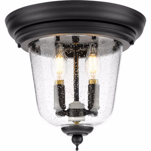 Progress Lighting Outdoor Ceiling Lights Ashmore Clear Seeded Glass 60 W Candelabra Textured Black