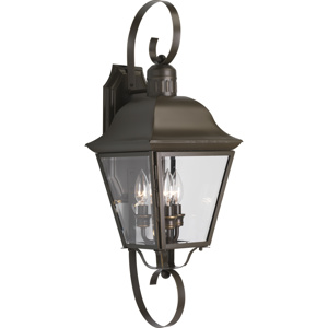 Progress Lighting Outdoor Wall Lanterns Andover Clear Beveled Glass 60 W Candelabra Antique Bronze