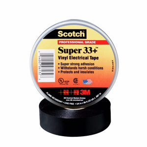 3M 33+ Super Series Vinyl Electrical Tape 1-1/2 in x 36 yd 7 mil Black