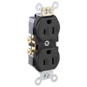 Leviton CR15 Series Duplex Receptacles 15 A 125 V 2P3W 5-15R Commercial Specification Grade Black<multisep/>Black