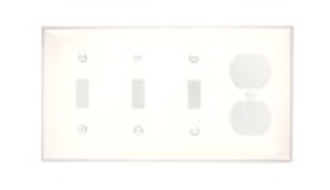 Leviton Standard Duplex Toggle Wallplates 4 Gang White Nylon Device