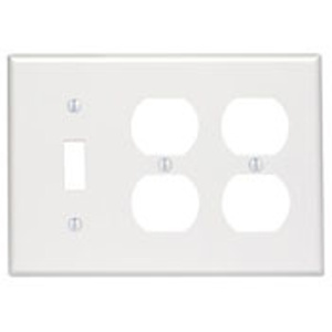 Leviton Standard Duplex Toggle Wallplates 3 Gang White Nylon Device