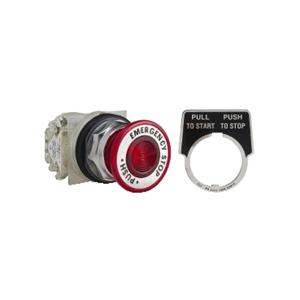 Square D Harmony™ 9001KR Multi-function Push Button Operators 30 mm No Illumination 2 Position Metallic Push Emergency Stop Red