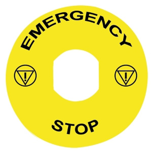 Square D Harmony® ZBY Series Legend Plates 22 mm EMERGENCY STOP Yellow