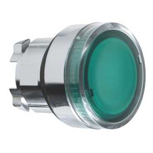 Schneider Electric Harmony™ ZB4BW Flush Push Button Heads 22 mm IEC Illuminated Aluminum Zinc Alloy Green