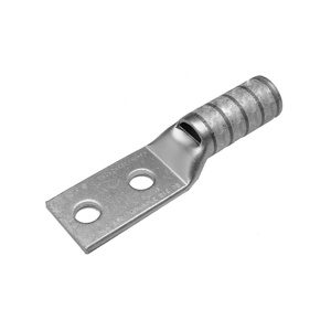 Burndy YAZ Series Long Barrel Compression Lugs 1/4 in 2 Hole Black 2/0 Cu