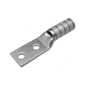 Burndy YAZ Series Long Barrel Compression Lugs 3/8 in 2 Hole Black 2/0 Cu