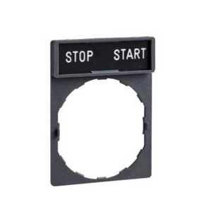 Square D Harmony® ZBY Legend Plates 22 mm STOP-START Black White