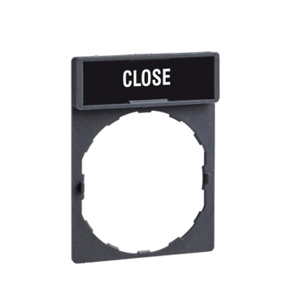 Square D Harmony® ZBY Legend Plates 22 mm CLOSE Black White