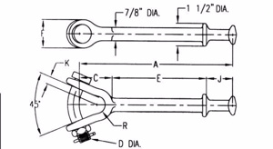 Maclean Power Hot Line Y-Clevis Ball Fittings Forged Steel 10.125 in