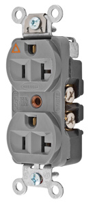 Hubbell Wiring Straight Blade Duplex Receptacles 20 A 125 V 2P3W 5-20R Commercial Hubbell-Pro™ Dry Location Gray