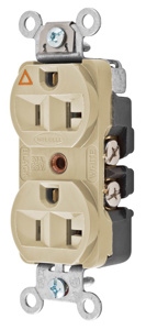 Hubbell Wiring Straight Blade Duplex Receptacles 20 A 125 V 2P3W 5-20R Commercial Hubbell-Pro™ Dry Location Ivory